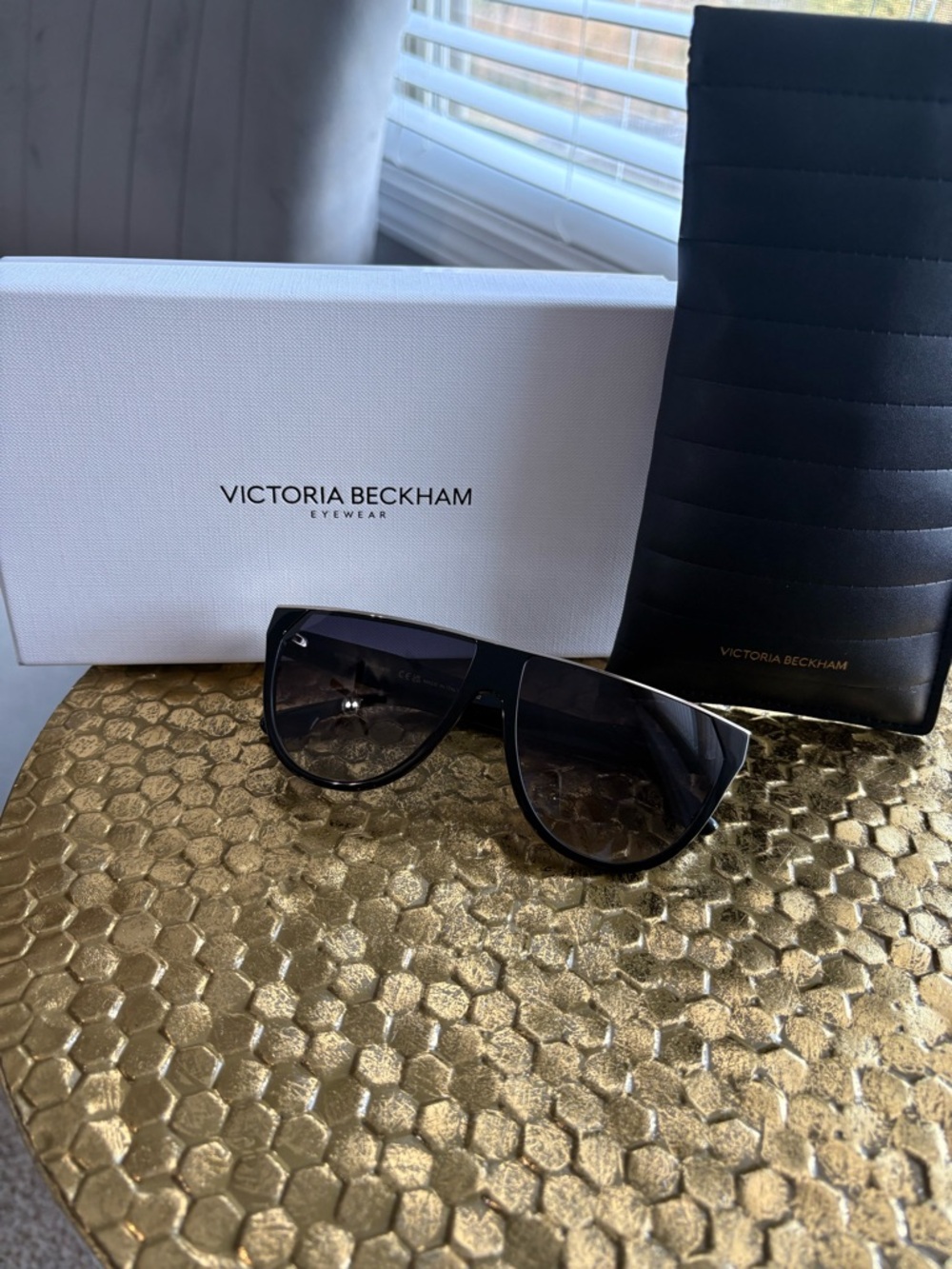Victoria Beckham Black Oversized Shield Sunglasses